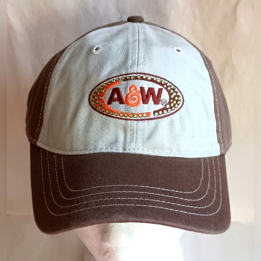 Ladies A&W Root Beer Soda Advertising Baseball Cap Jeweled Hat New OSFM NOS 2004
